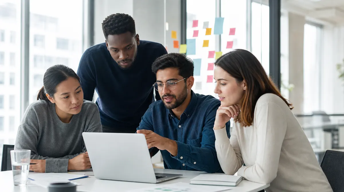 Startup team reviewing a compliance checklist